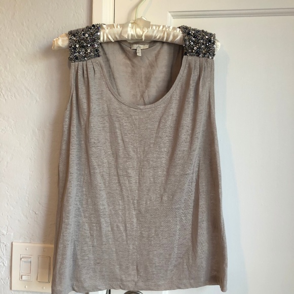 Joie Beaded Shoulder Linen Tank Top Size M - Picture 6 of 8